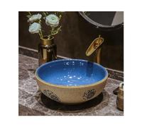 Vanity Sinks Hand Wash Basin Round Household Bathroom Countertop Antique Ceramic Art Sink Vintage Washbasin