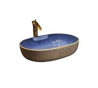 Vanity Sinks Household Ceramic Wash Basin Antique Art Carving Countertop Single Sink Bathroom Balcony Washbasin