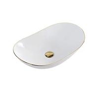 Vanity Sinks Oval Ceramic Countertop Bathroom Vanity Vessel Sink, White with Pop Up Drain, Sinks, Counter Top, Bowls for(61cm)