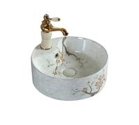 Vanity Sinks Simple Round Ceramic Washbasin Bathroom Sink Outdoor Patio High-Grade Hand-Painted Countertop Basin