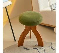 Vanity Stool Chair - Round Upholstered Design with Solid Wood Legs, Backless Footrest for Makeup Room, Living Room, Bedroom Use
