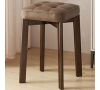 Vanity Stool for Makeup, Stylish PU Upholstered Seat for Bedroom or Entryway with Walnut Legs, Perfect for Wooden Dressing Tables and Home Decor