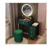 Vanity Stool Set with Mirror & Chair, Space-Saving Makeup Table for Girls' Bedroom, Compact Desk in Green, Perfect for Small Spaces (L 70 cm)