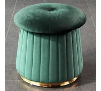 Vanity Stool, Soft Velvet Ottoman Footrest with Golden Base, Modern Makeup and Dressing Stool, 38x38x35cm (15x15x14inch)