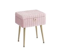 Vanity stool with storage and metal legs, Jelly Pink