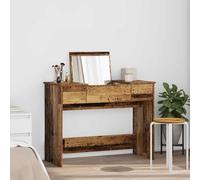 Vanity Table Old Wood 100x45x76cm Engineered Wood 2 Drawers Mirror Compact Desk