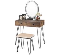 Vanity Table Set Make up Dressing Table Desk Cushioned Stool w/Mirror
