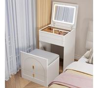 Vanity Table Set with Lighted Mirror,Makeup Desk Set with Adjustable Brightness, 3 Lighting Modes, Compact Design for Small Spaces, Perfect for Modern Bedrooms