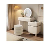 Vanity Table with Large Drawer & Storage Adjustable Shelves Makeup Desk with Drawers & Open Compartments White Finish Includes Stool60CM Perfect for Beauty & Makeup Lovers