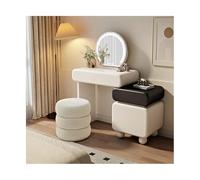 Vanity Table with Large Drawer & Storage Cabinet Adjustable Shelves Makeup Desk with Drawers & Open Compartments Black with Stool - 60CM Makeup Station