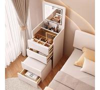 Vanity Table with LED Mirror 3-in-1 Compact Design 3 Drawers & Padded Stool Modern Bedroom Furniture White Color 40x40x82cm Perfect for Makeup & Storage