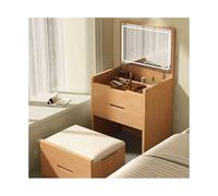 Vanity Table with Mirror Compact Dressing Table and Stool Set Makeup Station for Bedrooms & Bathrooms Stylish Wood Design Adjustable Height 60CM.