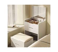 Vanity Table with Mirror Small Makeup Desk Set White Dressing Table with Stool Ideal for Bedroom & Bathroom Compact Design (60CM)