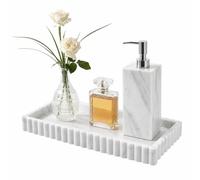 Vanity Tray, Bathroom Tray 24 x 10 cm Toilet Storage Trays, Non-Slip Silicone Decorative Trays, Bathroom Kitchen Sink Organizer for Soap Toiletry Spice Jar Perfume jewellery Dish