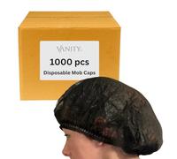 VANITY UK Mob Caps Black Disposable Elasticated Hair Net for Spray Tans Hair Covering Catering Kitchen Beauty Salon Supplies One Size Fits All Bonnet for Hygiene and Protection (1000)