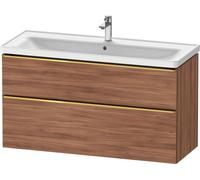 Vanity Unit Built-In Basin Duravit D-Neo 2 drawers, gold handles for Lav. D-Neo 1184mm Natural Walnut DE4391034790000