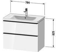 Vanity Unit Built-In Basin Duravit D-Neo 2 drawers, gold handles for Lav. D-Neo 784mm White high gloss DE4355034220000