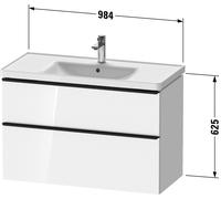 Vanity Unit Built-In Basin Duravit D-Neo 2 drawers, gold handles for Lav. D-Neo 984mm White high gloss DE4356034220000