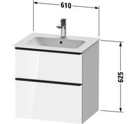 Vanity Unit Built-In Basin Duravit D-Neo 2 drawers, gold handles for Lav. ME 610mm White high gloss DE4361034220000