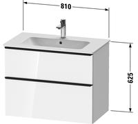 Vanity Unit Built-In Basin Duravit D-Neo 2 drawers, gold handles for Lav. ME 810mm Taupe Matt DE4...