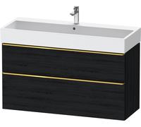 Vanity Unit Built-In Basin Duravit D-Neo 2 drawers, gold handles for Lav. Vero Air 1184mm Black Mat Oak DE4375034160000