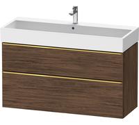 Vanity Unit Built-In Basin Duravit D-Neo 2 drawers, gold handles for Lav. Vero Air 1184mm Walnut Dark Matt DE4375034210000