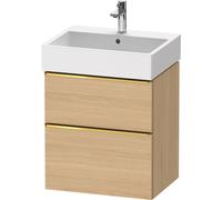 Vanity Unit Built-In Basin Duravit D-Neo 2 drawers, gold handles for Lav. Vero Air 584mm Natural Oak Matt DE4371034300000