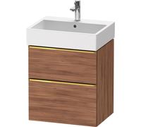 Vanity Unit Built-In Basin Duravit D-Neo 2 drawers, gold handles for Lav. Vero Air 584mm Natural Walnut DE4371034790000