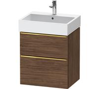 Vanity Unit Built-In Basin Duravit D-Neo 2 drawers, gold handles for Lav. Vero Air 584mm Walnut Dark Matt DE4371034210000