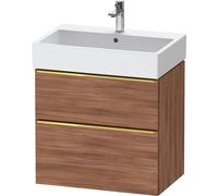 Vanity Unit Built-In Basin Duravit D-Neo 2 drawers, gold handles for Lav. Vero Air 684mm Natural Walnut DE4372034790000