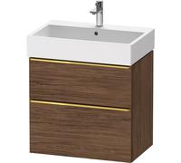 Vanity Unit Built-In Basin Duravit D-Neo 2 drawers, gold handles for Lav. Vero Air 684mm Walnut Dark Matt DE4372034210000