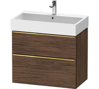 Vanity Unit Built-In Basin Duravit D-Neo 2 drawers, gold handles for Lav. Vero Air 784mm Walnut Dark Matt DE4373034210000
