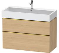 Vanity Unit Built-In Basin Duravit D-Neo 2 drawers, gold handles for Lav. Vero Air 984mm Natural Oak Matt DE4374034300000
