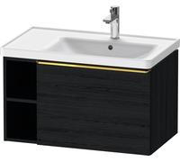 Vanity Unit Built-In Basin Duravit D-Neo drawer, gold handle, 2 left niches 784mm Black Mat Oak DE4257034160000