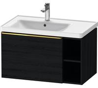 Vanity Unit Built-In Basin Duravit D-Neo drawer, gold handle, 2 right niches 784mm Black Mat Oak DE4258034160000