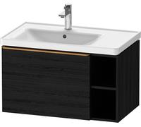 Vanity Unit Built-In Basin Duravit D-Neo drawer with bronze handle, 2 niches right 784mm Black Mat Oak DE4258004160000