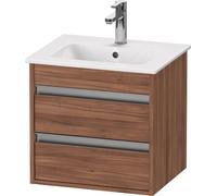 Vanity Unit Built-In Basin Duravit Ketho 2 drawers, silver handles 500x480x412mm Natural Walnut KT644407979