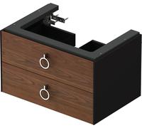 Vanity Unit Built-In Basin Duravit White Tulip 2 drawers, handles 684x410mm American walnut massive/Graphite Satin Mat WT435107758