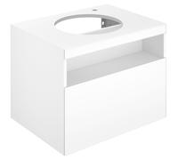 Vanity Unit Built-In Basin Keuco Stageline 1 drawer, With light, hole on right, 650x550x490mm White Matt