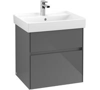 Vanity Unit Built-In Basin Villeroy and Boch Collaro 2 drawers, LED 554mm Glossy Grey
