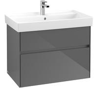 Vanity Unit Built-In Basin Villeroy and Boch Collaro 2 drawers, LED 754mm Glossy Grey