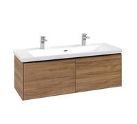 Vanity Unit Built-In Basin Villeroy and Boch Subway 3.0 2 drawer 462x1272x432mm Kansas Oak/Volcano Black