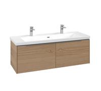 Vanity Unit Built-In Basin Villeroy and Boch Subway 3.0 2 drawer 462x1272x432mm Nordic Oak/Glossy Aluminium