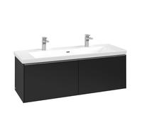 Vanity Unit Built-In Basin Villeroy and Boch Subway 3.0 2 drawer 462x1272x432mm Volcano Black/Glossy Aluminium