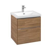 Vanity Unit Built-In Basin Villeroy and Boch Subway 3.0 2 drawer 462x572x579mm Kansas Oak/Glossy Aluminium