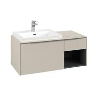 Vanity Unit Built-In Basin Villeroy and Boch Subway 3.0 left, 492x1001x423mm Cashmere Grey/Glossy Aluminium