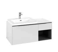 Vanity Unit Built-In Basin Villeroy and Boch Subway 3.0 left, 492x1001x423mm Glossy White/Volcano Black