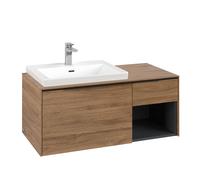 Vanity Unit Built-In Basin Villeroy and Boch Subway 3.0 left, 492x1001x423mm Kansas Oak/Volcano Black