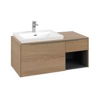 Vanity Unit Built-In Basin Villeroy and Boch Subway 3.0 left, 492x1001x423mm Nordic Oak/Glossy Aluminium