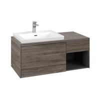 Vanity Unit Built-In Basin Villeroy and Boch Subway 3.0 left, 492x1001x423mm Stone Oak/Glossy Aluminium